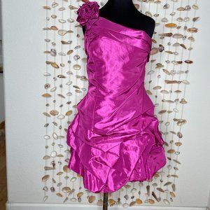 Jessica McClintock for Gunne Sax One Shoulder Formal Prom Dress Pink Size 9
